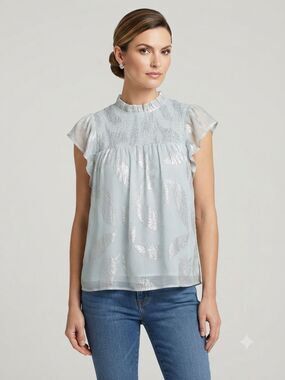 NWT Love & Roses English National Ballet metallic ombre smocked blouse top 4